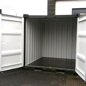 New 8ft Shipping container, complete with front opening doors coated inside with anti condensation paint, Delivery possible , for more details call Mark on 07710 637078 or Sales on 01463 248268